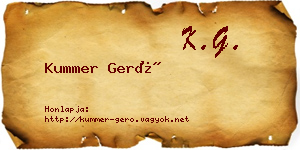 Kummer Gerő névjegykártya